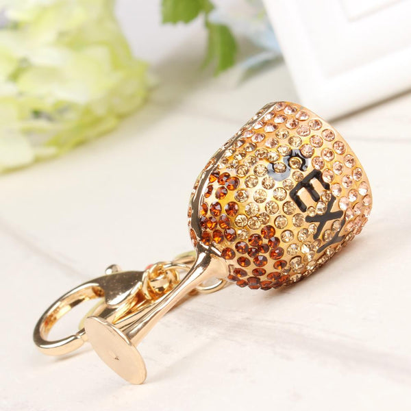 SEXY Red Wine Glass Goblet Lovely New Cute Crystal Charm Pendant Purse HandBag Key Ring Chain Wedding Party Birthday Gift