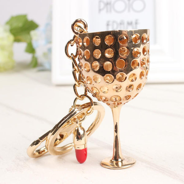 SEXY Red Wine Glass Goblet Lovely New Cute Crystal Charm Pendant Purse HandBag Key Ring Chain Wedding Party Birthday Gift