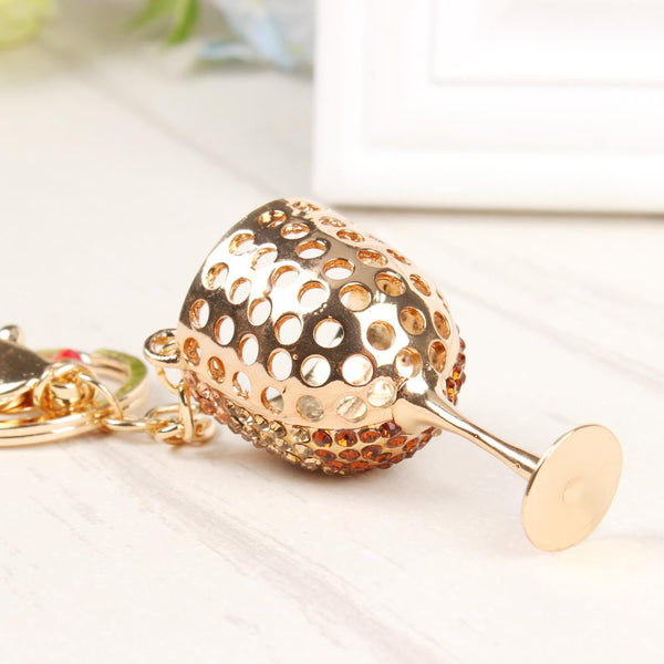 SEXY Red Wine Glass Goblet Lovely New Cute Crystal Charm Pendant Purse HandBag Key Ring Chain Wedding Party Birthday Gift