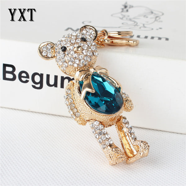 Sapphire Bear Butterfly Cute Crystal Rhinestone Charm Pendant Purse Bag Car Key Ring Chain Creative Wedding Party Gift