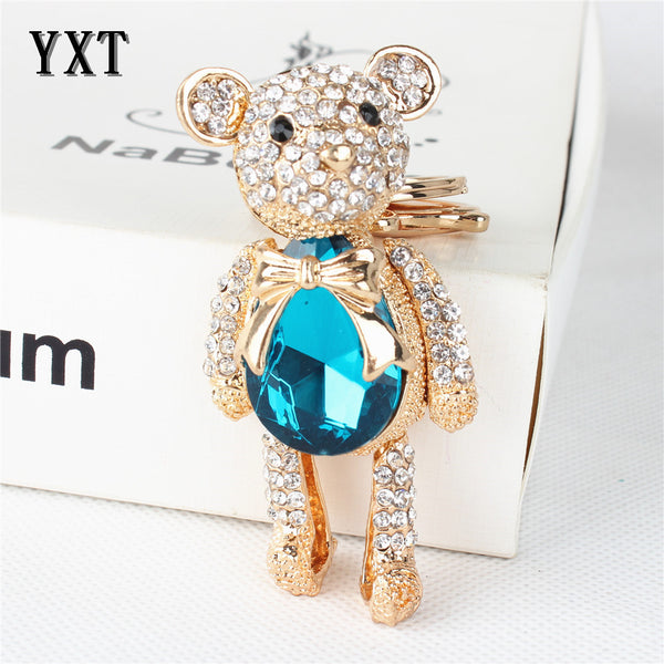 Sapphire Bear Butterfly Cute Crystal Rhinestone Charm Pendant Purse Bag Car Key Ring Chain Creative Wedding Party Gift