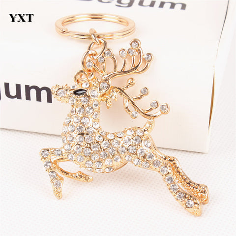 Spotted Deer Cervus Nippon Lovely Cute Crystal Charm Purse Handbag Car Key Keyring Keychain Party Wedding Friend Gift