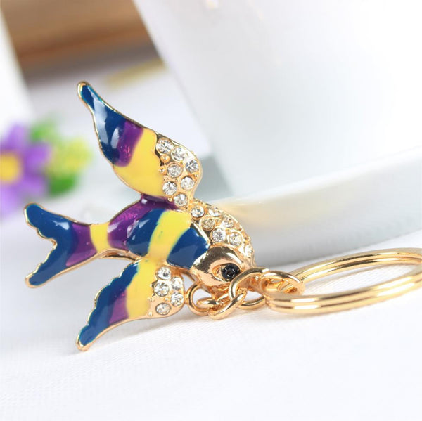 Swallow Bird Fly Lovely Cute Crystal Charm Purse Handbag Car Key Keyring Keychain Party Wedding Birthday Gift