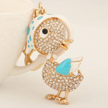 Unique Rhinestone Kerchief Duck Keychain Keyring Fashion Animal Alloy Key Chain Ring for Women Girl Purse Handbag Charm Jewelry