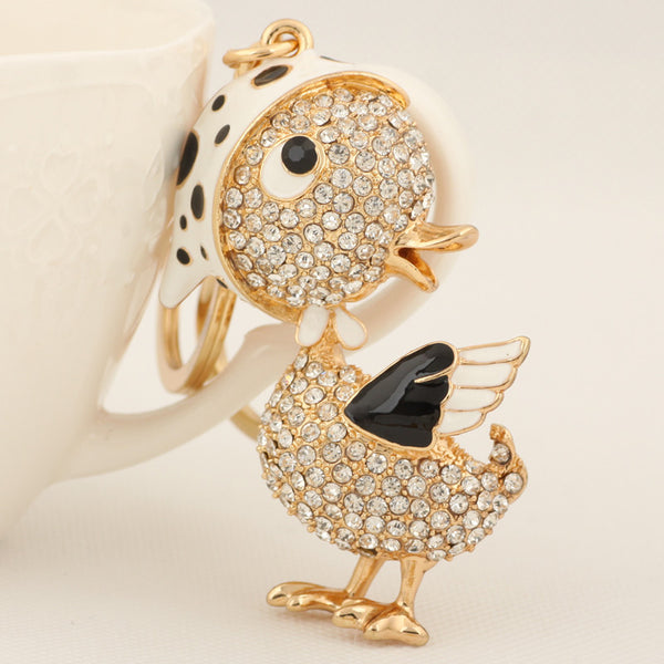 Unique Rhinestone Kerchief Duck Keychain Keyring Fashion Animal Alloy Key Chain Ring for Women Girl Purse Handbag Charm Jewelry