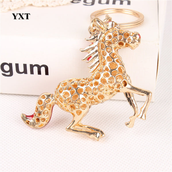 Wine Red Horse Run Gallop Creative Cute Crystal Pendant Charm Purse Handbag Car Key Ring Keychain Party Birthday Gift