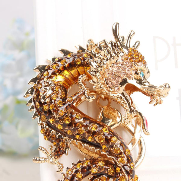 Zodiac Chinese Long Dragon New Cute Crystal Charm Pendant Purse Bag Car Key Ring Chain Wedding Party Creative Gift