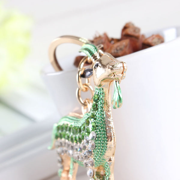 Zodiac Goat Sheep Grass Green Lovely Crystal Charm Purse Handbag Car Key Keyring Keychain Party Wedding Birthday Gift