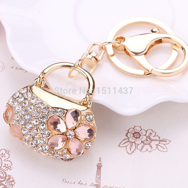 chaveiro! Fashion Rhinestone bag car Keychains alloy bolsos Keyring charm purse women handbag adorn key holder Souvenir gift