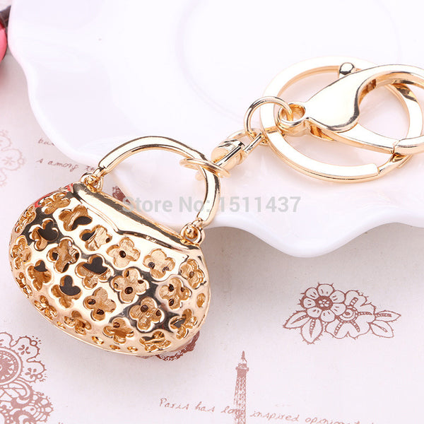 chaveiro! Fashion Rhinestone bag car Keychains alloy bolsos Keyring charm purse women handbag adorn key holder Souvenir gift