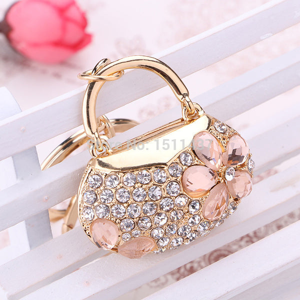 chaveiro! Fashion Rhinestone bag car Keychains alloy bolsos Keyring charm purse women handbag adorn key holder Souvenir gift